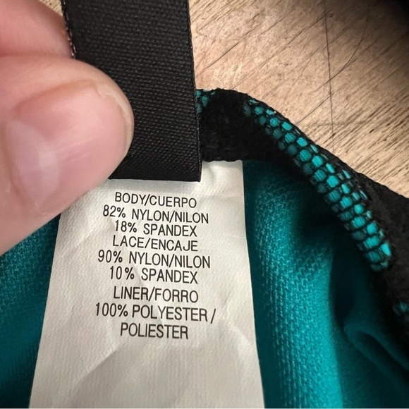 Vintage Teal Lace Overlay Triangle Bikini Swim Set Y2K Boho Festival Beach Sz S - Picture 8 of 8